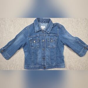 Ann Taylor Denim Jacket Women Size Small‎ Long Sleeve Button Up
